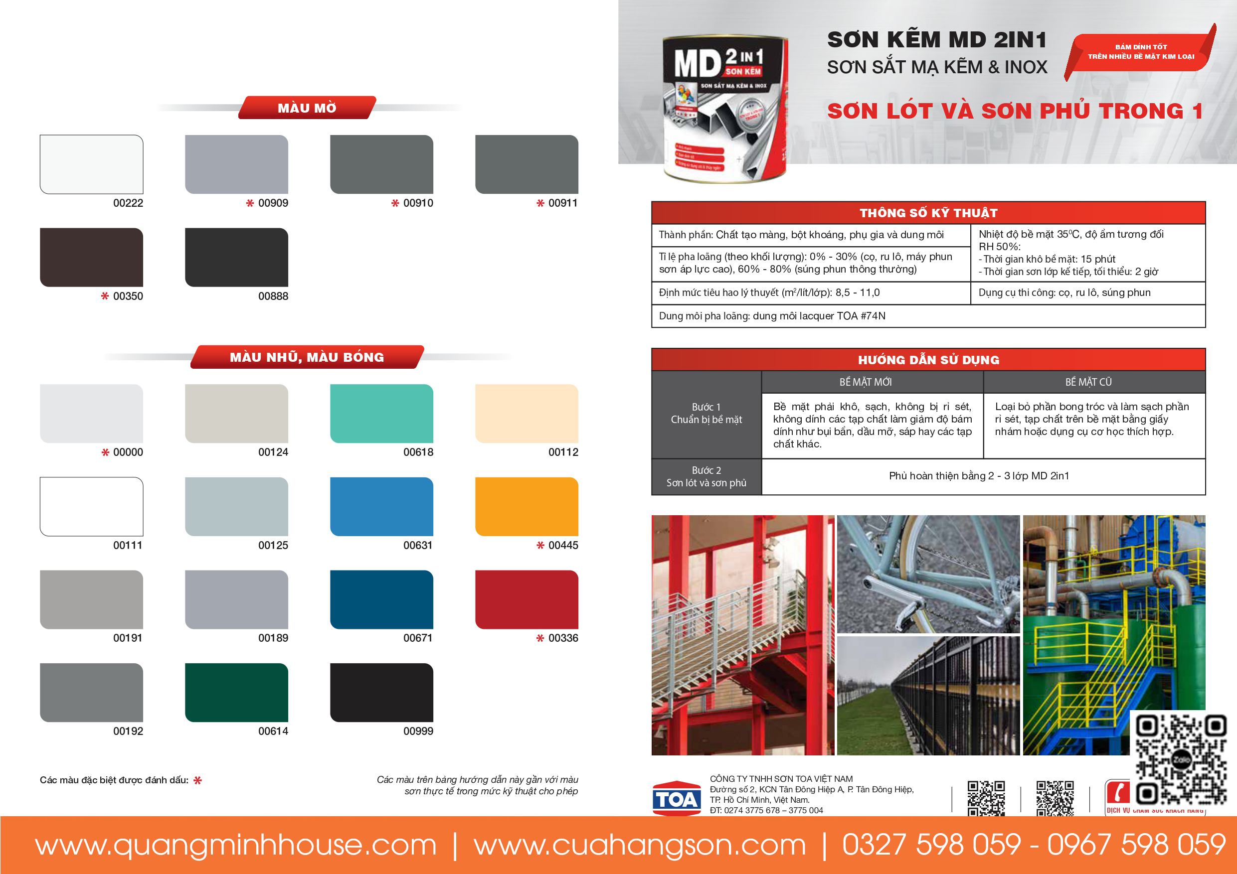 Bảng Màu Sơn TOA MD 2in1